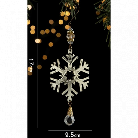 Новогодняя декоративная подвеска со снежинкой 9,5*17 см, 1 шт.