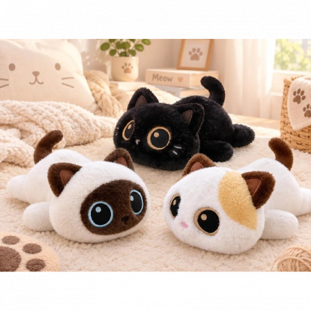 А Мягкая игрушка Лежачий Котик 2556-B-36