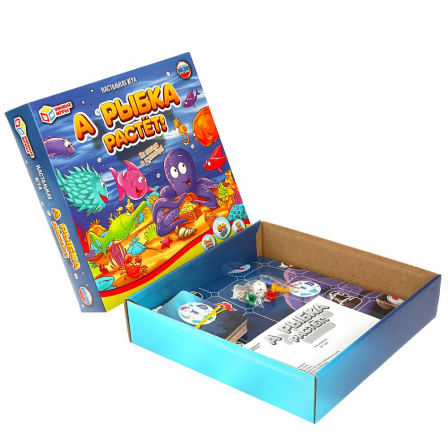 А рыбка растёт! Настольная игра-ходилка квадрат. 40 карточек. 250*250*55мм. Умные игры в кор.10шт