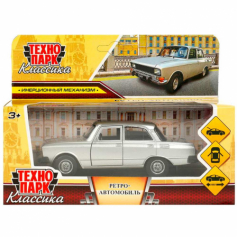 Машина металл азлк "москвич-2140sl", дл 12,5 см, дв, баг, ин, серебр, кор. Технопарк в кор.2*36шт