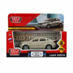 Машина металл LADA vesta 11,5 см, двери, бежевый, кор.