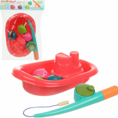 Игрушка для ванной "Ловим рыбку", удочка+ванночка+6 предметов, в пакете