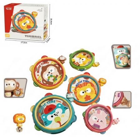 Инструмент музыкальный "Бубен", 5 видов в ассортименте, в/к 17,2*3,8*16,4 см