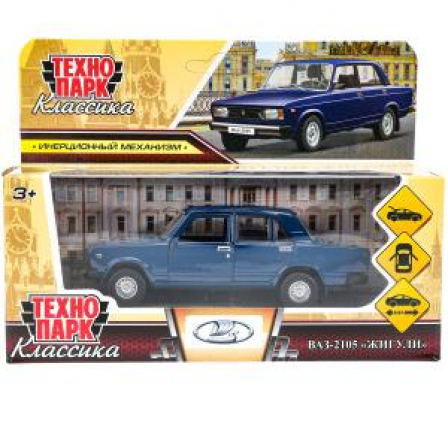 Машина металл LADA ваз-2105 1997 12 cm, двери, багаж, инерц.темно-синий,кор.
