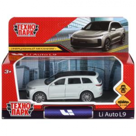 Машина металл li auto l9 10,5 cm, двери, инерц, серебристый, кор.