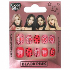 Косметика ДЛЯ ДЕВОЧЕК накладные ногти, black pink Cool Star в кор.6*24шт