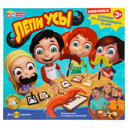 Настольная игра "Лепи Усы" в русс. кор.  Умные игры в кор.2*24шт