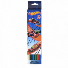 Карандаши цветные пластиковые 6 цветов "Hot Wheels", длинна 177 мм.