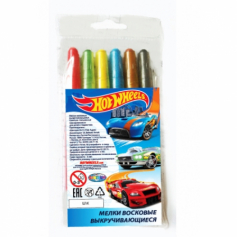 Мелки восковые выкручивающиеся "Hot Wheels", 6 цветов