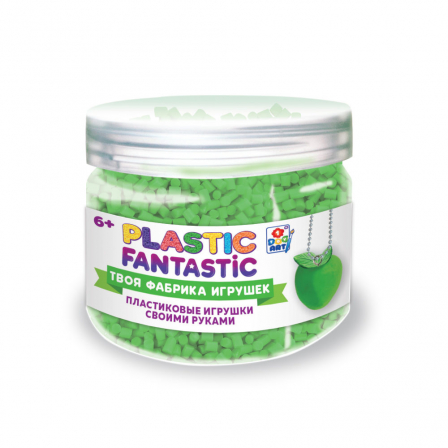 Plastic Fantastic. Гранулированный пластик 95 г, зелёный с аксес. в баночке 5,7хD7 см