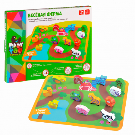 Игр. набор дерев. Веселая Ферма, бусины для нанизывания, Bondibon,  арт. TKB510