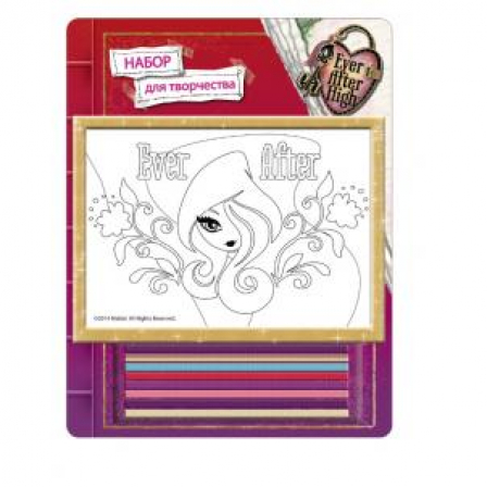 Панно из цветного песка  "Ever After High" песок 8 цв. трафарет