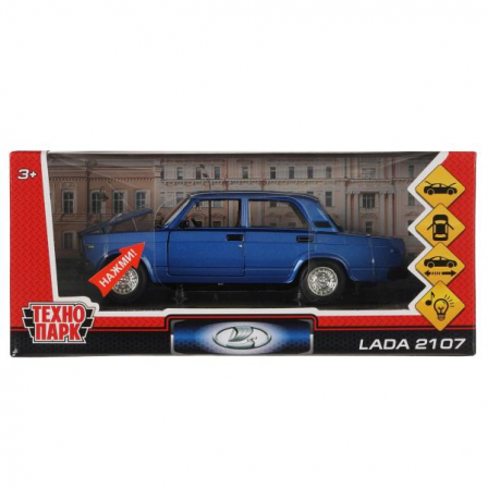 Машина металл свет-звук LADA 2107, 17 см, дв., кап.,баг.,инер.,синий,кор. Технопарк в кор.2*12шт