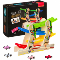Развивающие игры из дерева Bondibon «ГОНКИ», BOX 31,5×7,5×23,5 см