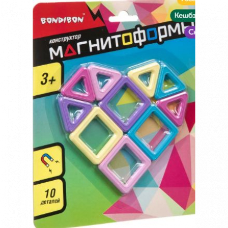 Магнитный конструктор МАГНИТОФОРМЫ Bondibon, набор 10 мини-дет., CRD 20х18 см