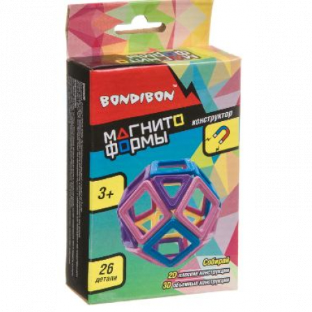 Магнитный конструктор МАГНИТОФОРМЫ Bondibon, набор 26 мини-дет., BOX 12х8х2,2 см