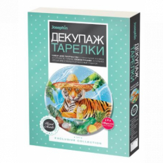 Декупаж тарелки Тигр в отпуске