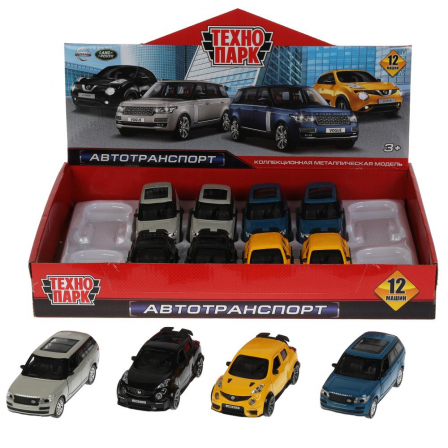 Машина металл Nissan Juke/Range Rover Vogue 12см,двер,баг, инерц, ассорт. Технопарк
