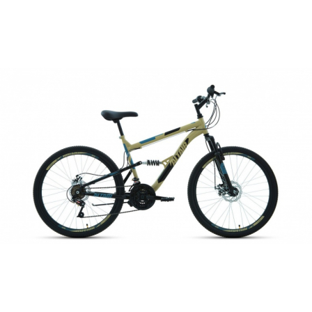 26" Велосипед ALTAIR MTB FS 26 2.0 disk(26" 18 ск. рост 18") 2020-2021, бежевый/черный