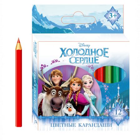 Карандаши цв. пластик. "Холодное сердце" 12 цветов "Холодное сердце", длина 88 мм,