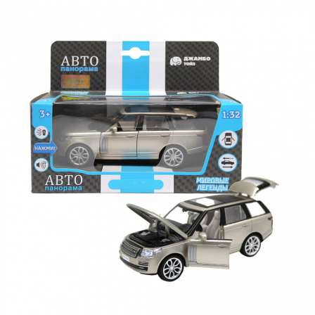 ТМ "Автопанорама" Машинка металл., 1:34  2013 Range Rover, золотой,инерция, свет, звук, откр. двери,
