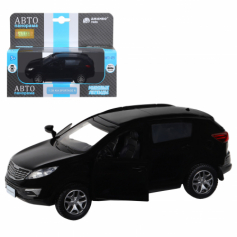 Машинка металлическая 1:39 KIA SPORTAGE R, черный, откр. двери, инерция, в/к 17,5*