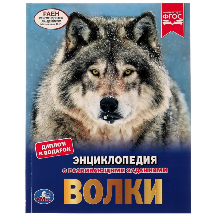 Книга Волки. Энциклопедия А4. 197х255мм, 48 стр.мелов. бумага, тв. переплет, фольга.