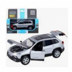 Машинка металл. ТМ "Автопанорама" 1:32 Jeep  Cherokee, серебряный, инерция, свет, звук, откр. двери