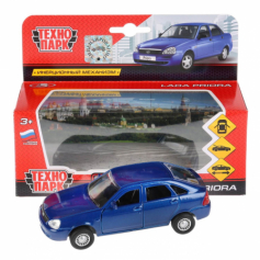 Машина металл LADA PRIORA хэтчбек, 12 см, дв., багаж., инерц., синий, кор. Технопарк