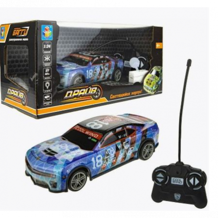 Машина 1toy Драйв на радиоуправлении, свет. корпус, синяя, 1:24, 27MHz