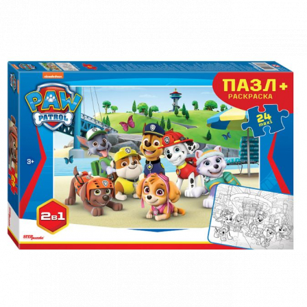 Мозаика "puzzle" maxi 24 + раскраска "Щенячий патруль" (Никелодеон)