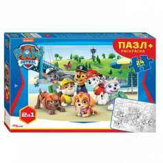 Мозаика "puzzle" maxi 24 + раскраска "Щенячий патруль" (Никелодеон)