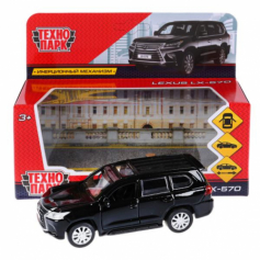 Машина мет. "LEXUS LX-570", длина 12 см, откр дв, багаж, инерц. ЧЕРНЫЙ Технопарк