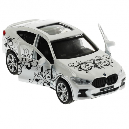 Машина металл BMW X6 ДЛЯ ДЕВОЧЕК 12 см, двери, багаж, инер, белый, кор. Технопарк в кор.2*36шт