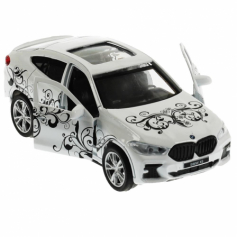 Машина металл BMW X6 ДЛЯ ДЕВОЧЕК 12 см, двери, багаж, инер, белый, кор. Технопарк в кор.2*36шт
