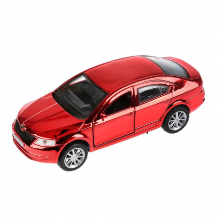 Машина металл SKODA OCTAVIA ХРОМ КРАСНЫЙ, 12см, открыв. двери, инерц.Технопарк