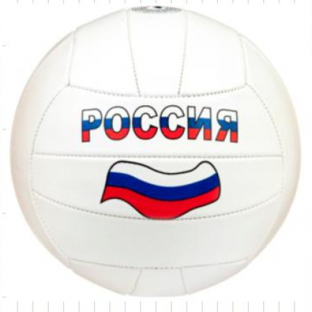 Мяч волейбольный россия, пвх 2 слоя, 22 см, камера рез., машин.обр.