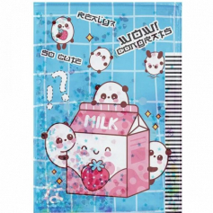 Блокнот "Каваи milk", формат А6, 11х15 см, 56 листов в клетку на скрепке, обложка с гелевым на