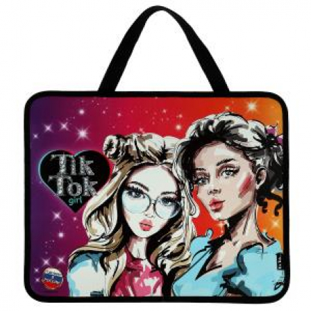 Папка для тетр, пласт, а4, с ручками, диз 2, tik tok girl TIK TOK GIRL в кор.30шт