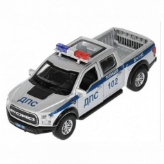 Машина металл Ford F150 Raptor 12 см, двери, багаж, инерц, красный, кор. Технопарк