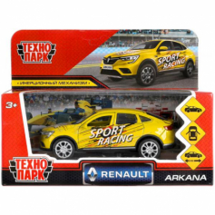 Машина металл RENAULT ARKANA СПОРТ 12 см, двери, багаж, инерц, желтый, кор. Технопарк в кор.2*36шт