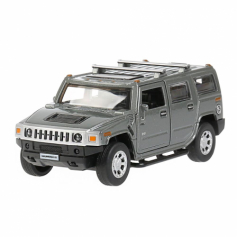 Машина металл "hummer h2" 12см, открыв. двери, инерц., темно-серый в кор. Технопарк